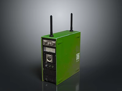 Green Wireless Electronic Device With Dual Antennas And Control Panel Design 3d model