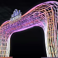 Colorful Decorative Lighting Arched Structure Wireframe Design Illuminating Night Scene for THE ARCS 3d model
