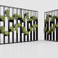 Vertical Garden Decor Screen with Black Metal Frames and Green Plants in Planters