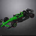 Green And Black Caterham Formula 1 Car With Red Accented Wheels And Yellow Helmet