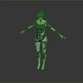Futuristic Game Movie Character With Armored Suit Blue Silver Red Accents Standing Pose Shiny Surface