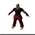 Muscular Fighting Character With Black Top Red Pants And Yellow Accents