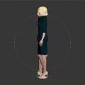 Metallic Teal Dress Female Figure Front And Back Views With High Heels Standing Pose