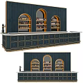 Stylish Dark Bar Interior Design With Gold Accents Arched Wine Racks And Bottles