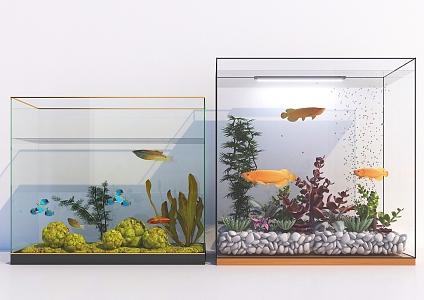 Modern fish tank aquarium tank decoration 3d model