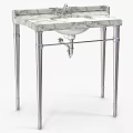 Modern Stylish Washbasin Design With Marble Countertop White Basin And Metal Legs