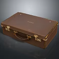Vintage Brown Leather Suitcase With Metal Locks And Leather Handle