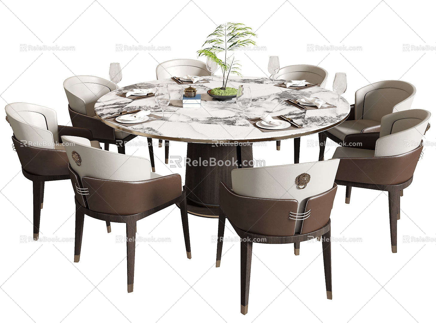 New Chinese Dining Table and Chair Combination Round Dining Table Dining Chair Single Chair Dining Table Jewelry Ornaments model