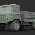 Green Military Style Vintage Truck With Open Cargo Bed And Heavy Duty Design