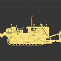 Heavy Duty Yellow Bulldozer With Tracks Blade Cab And Reflective Surface