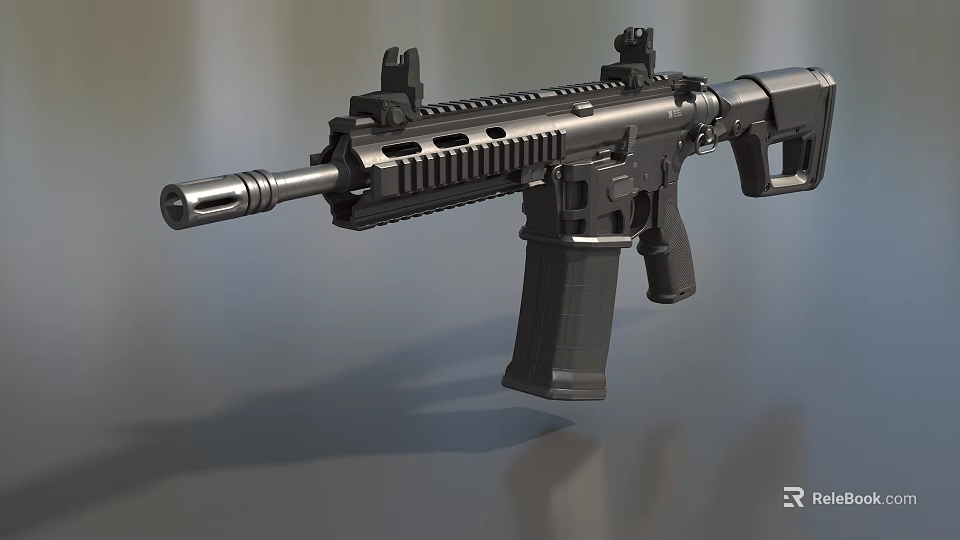Black Tactical Rifle With Barrel Handguard Magazine And Modern Design Features 3d model 