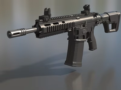 Black Tactical Rifle With Barrel Handguard Magazine And Modern Design Features 3d model
