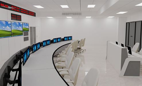 Office of modern monitoring room 3d model