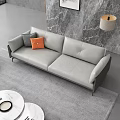 Modern Sofa And Coffee Table Set With Gray Sofas Orange Cushions Round Coffee Table 3d model