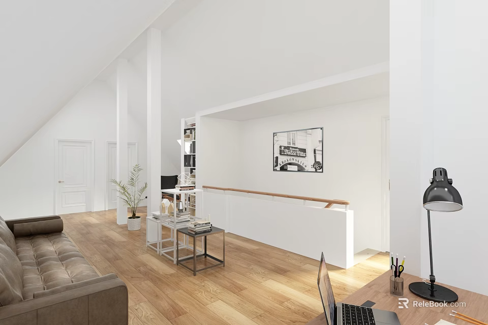 Minimalist Loft Living Room Interior With Sofa Wooden Floor And Decor 3d model 