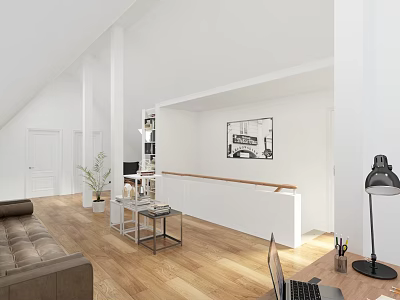 Minimalist Loft Living Room Interior With Sofa Wooden Floor And Decor 3d model