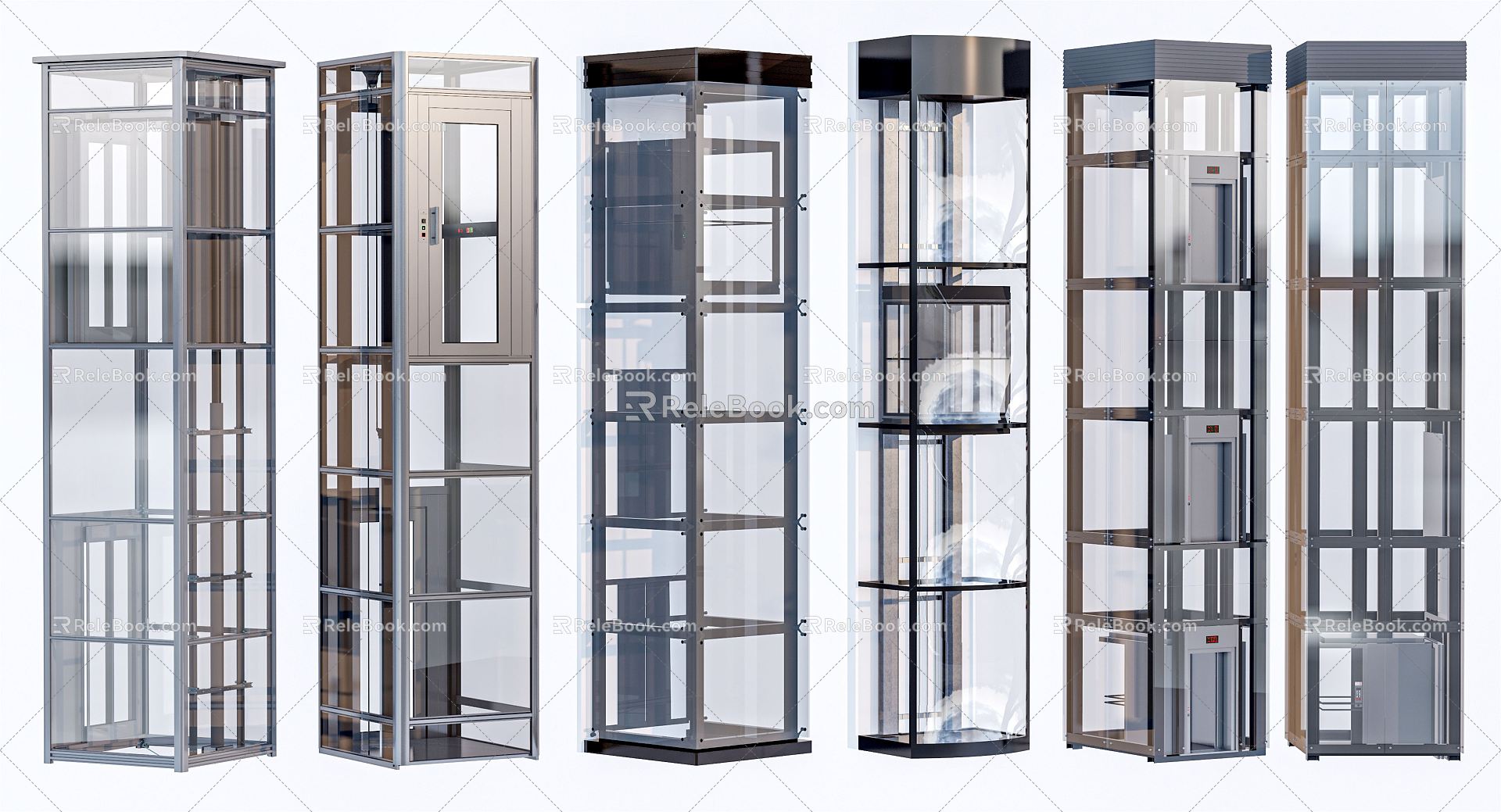 Modern Elevator Sightseeing Elevator Steel Frame Elevator Glass Elevator Lift model