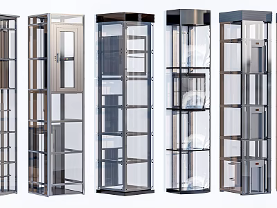 Modern Elevator Interior Designs With Glass Doors And Metal Frames 3d model
