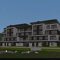 Modern Multi storey Townhouse Exterior With Glass Windows Balconies And Landscaped Garden