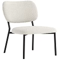 Leisure Chair With White Fluffy Fabric And Black Metal Legs Available In Brown And Black