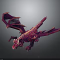 Vibrant Pink Dragon 3D Model With Purple Wings And Detailed Scaled Body