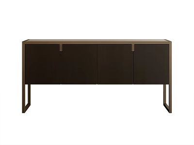 Modern Dark Brown Console Sideboard Cabinet With Storage Doors And Metal Legs 3d model