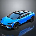 Modern Blue Sports Car With Black Roof And Sleek Aerodynamic Body Design