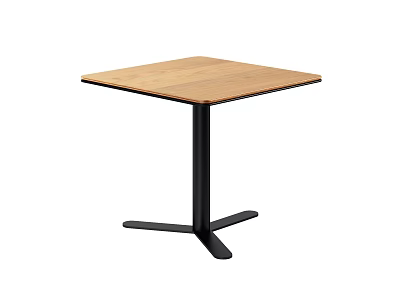 Modern Square Side Table With Light Wooden Top And Black Metal Cross Base 3d model