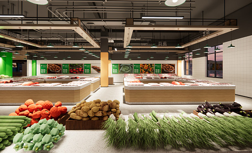 modern vegetable market 3d model