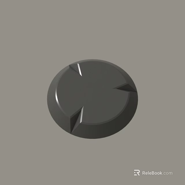 Black Circular Control Knob With Three Triangular Markers And Metallic Finish 3d model 