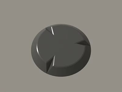 Black Circular Control Knob With Three Triangular Markers And Metallic Finish 3d model