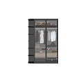 Modern Wardrobe With Glass Door Hanging Clothes And Storage Shelves