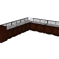 Wooden Corner Display Cabinet Shelving With Glass Display Panels And Storage Cabinets