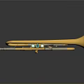 Golden Metallic Trumpet Displayed On Dark Background With Smooth Reflection