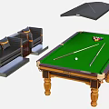 Modern Billiard Room With Green Felt Table Wooden Legs Cues Balls And Comfortable Sofa
