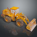 Yellow Construction Functional Vehicle With Front Loader Bucket And Large Tires 3d model