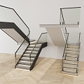 Modern Handrail Stairs Glass Handrail Stairs 3d model