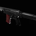 Detailed View of Modern Rifle With Black Body Red Magazine Barrel and Trigger