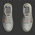 White Casual Sneakers With Colorful Logo And Beige Sole Lace Up Design