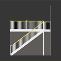 Modern Staircase Design With White Steps Yellow Handrail Gray Wall And Reflective Floor