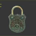 Antique Rusted Metal Padlock With Ornate Scroll Design And Keyhole
