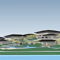 Traditional Chinese Architectural Complex Design With Water Features Green Spaces And Gardens