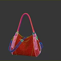 Stylish Red Leather Handbag With Double Handles Adjustable Straps And Metal Accents Design