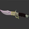 Artistic Curved Knife Featuring Silver Blade Black Copper Handle and Decorative Ring Design