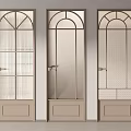 Modern Arched Glass Doors With Metal Frames And Decorative Panel Designs 3d model