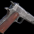 Classic Pistol with Metal Body Textured Wooden Grip and Brown Design Details