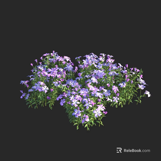 Vibrant Purple And White Flowers With Green Leaves In Lush Cluster 3d model 