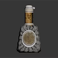 Stylish Metal Decorative Bottle With Leather Accent And Textured Surface