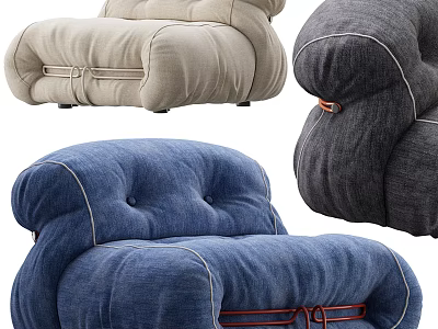 Comfortable Plush Bean Bag Chair In Soft Fabric With Stitched Details And Multiple Colors 3d model