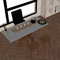 Casual Tea Table and Chair Balcony Tea Table and Chair Low Stool 3d model